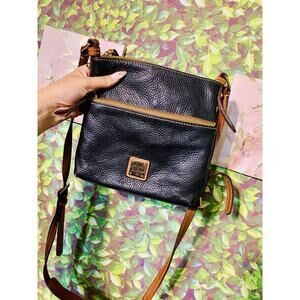 Dooney And Bourke Pebble Grain Small Tassel Crossbody Black And Brown
